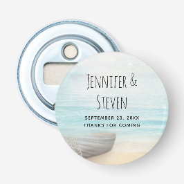 木造のボートと沿岸ビーチのシ結婚ーン 栓抜き