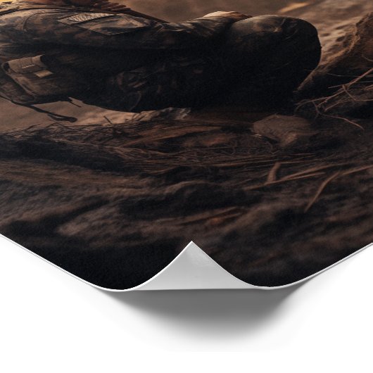 木造の十字架を持つ神の兵士 ポスター (角)