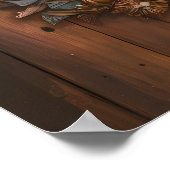 木造の壁に魔法をかけた森林壁画 ポスター (角)