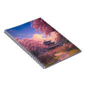 木造の寺院がさくらんぼの花 ノートブック (右側)