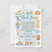 木造の少年だ |おもちゃ詰まった赤ちゃんシャワー サンキューカード (正面)