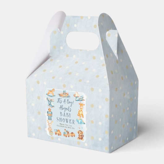 木造の少年だ |おもちゃ詰まった赤ちゃんシャワー フェイバーボックス (裏面サイド)