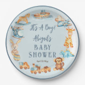 木造の少年だ |おもちゃ詰まった赤ちゃんシャワー ペーパープレート (正面)