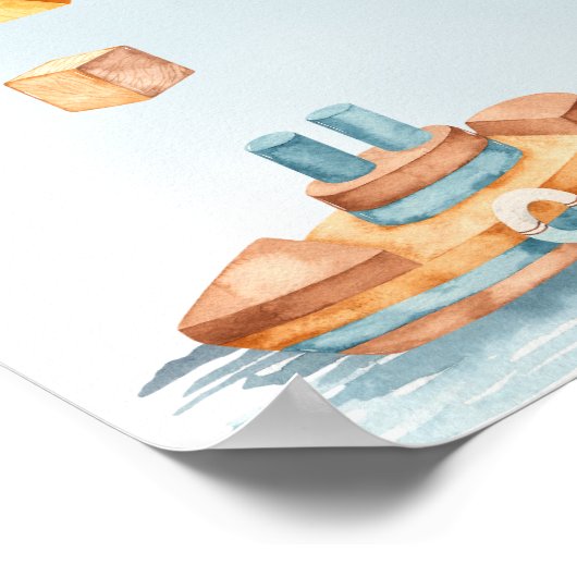 木造の少年だ |おもちゃ詰まった赤ちゃんシャワー ポスター (角)