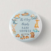 木造の少年だ |おもちゃ詰まった赤ちゃんシャワー 缶バッジ (正面)