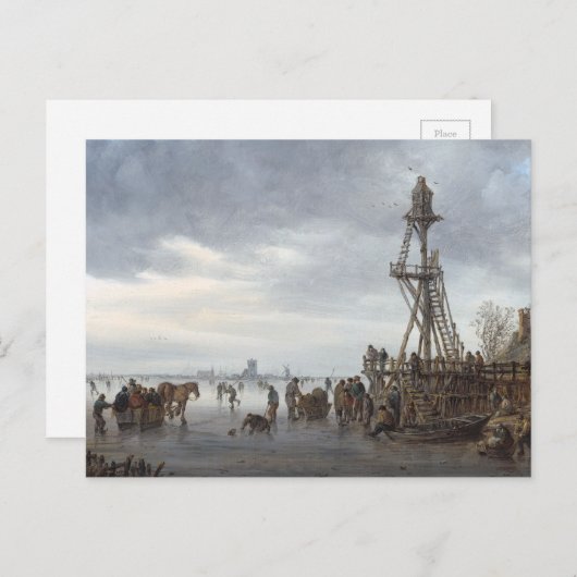 木造の展望台付近のアイスシーン ポストカード (正面/裏面)