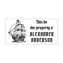 木造の海賊船がアートスタンプをパーソナライズ ラバースタンプ