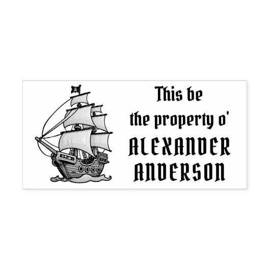 木造の海賊船がアートスタンプをパーソナライズ ラバースタンプ (インプリント)