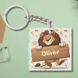 木造よくはしゃぐ名獅子プレート キーホルダー