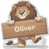 木造よくはしゃぐ名獅子プレート シール (正面)