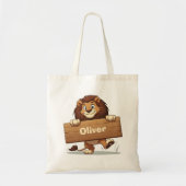 木造よくはしゃぐ名獅子プレート トートバッグ (正面)