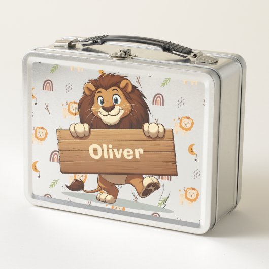 木造よくはしゃぐ名獅子プレート メタルランチボックス (正面)