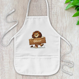 木造よくはしゃぐ名獅子プレート 子供用エプロン