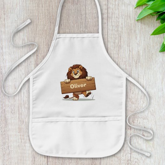 木造よくはしゃぐ名獅子プレート 子供用エプロン
