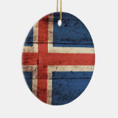 木造アイスランド国旗 セラミックオーナメント (右)