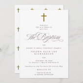 木造エレガント十字書洗礼 招待状 (正面/裏面)