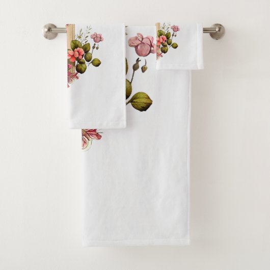 木造エレガント十字架とピンクの花 バスタオルセット (インサイチュ)