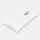 木造エレガント十字架とピンクの花 ポストイット (アングル)