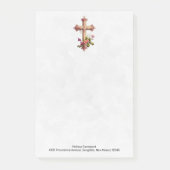 木造エレガント十字架とピンクの花 ポストイット (正面)