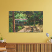 木造キャニオンを通る列車カリフォルニア州ローエ キャンバスプリント (インサイチュ (リビング))