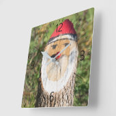 木造サンタクロース スクエア壁時計 (傾斜)