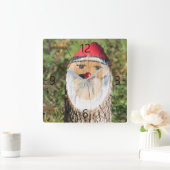 木造サンタクロース スクエア壁時計 (ホーム)