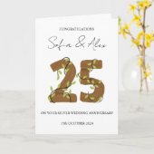 木造スタイル25結婚周年あいさつ カード (黄色い花)