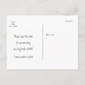 木造トランク結婚ハートの日付はがき 案内ポストカード (裏面)