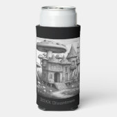 木造ハウス屋根のキノコ黒と白のAIda スリム缶クーラー (Seltzer裏面)