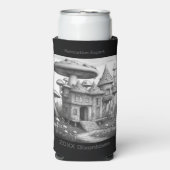 木造ハウス屋根のキノコ黒と白のAIda スリム缶クーラー (Seltzer正面)