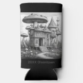 木造ハウス屋根のキノコ黒と白のAIda スリム缶クーラー (裏面)