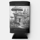 木造ハウス屋根のキノコ黒と白のAIda スリム缶クーラー (正面)