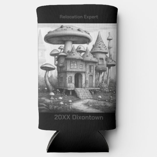 木造ハウス屋根のキノコ黒と白のAIda スリム缶クーラー (正面)