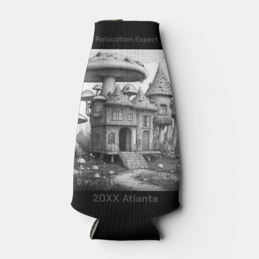 木造ハウス屋根のキノコ黒と白のAIda ボトルクーラー (正面)