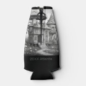 木造ハウス屋根のキノコ黒と白のAIda ボトルクーラー (裏面)