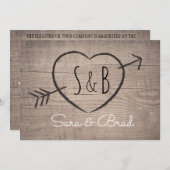 木造ハートエレガントウエディング招待状 招待状 (正面/裏面)