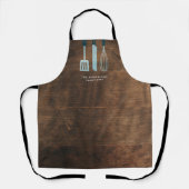 木造パーソナライズされた台所用品の苗字 エプロン (正面)
