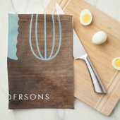 木造パーソナライズされた台所用品の苗字 キッチンタオル (四つ折り)