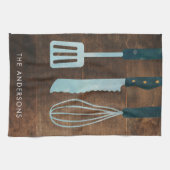 木造パーソナライズされた台所用品の苗字 キッチンタオル (横)