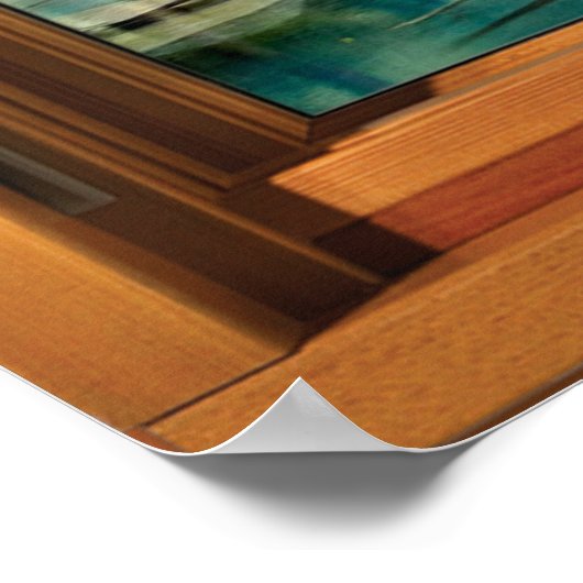 木造フェイク窓イリュージョン – Lagoon Lake Scene ポスター (角)