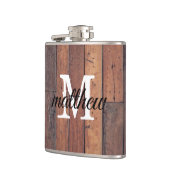 木造ユニーク素朴モノグラムファームハウス フラスク (左)