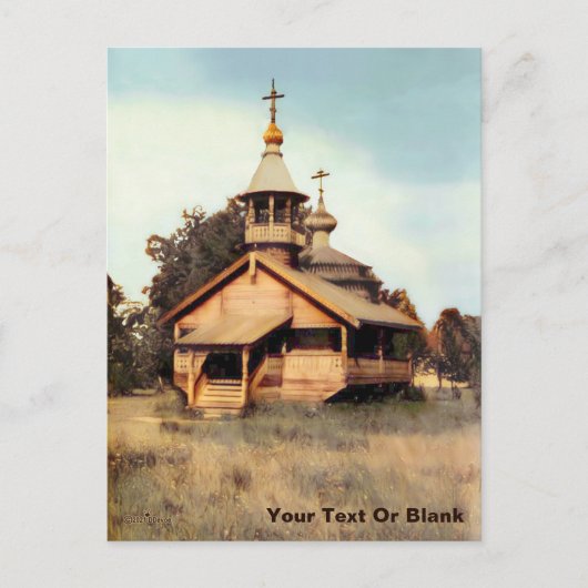 木造ロシアの教会 シーズンポストカード (正面)