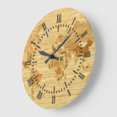 木造世界地図2 ラージ壁時計 (傾斜)