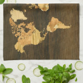 木造世界地図 キッチンタオル (折り畳み)