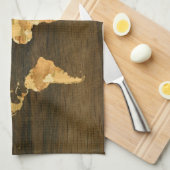 木造世界地図 キッチンタオル (四つ折り)