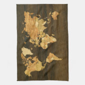 木造世界地図 キッチンタオル (縦)