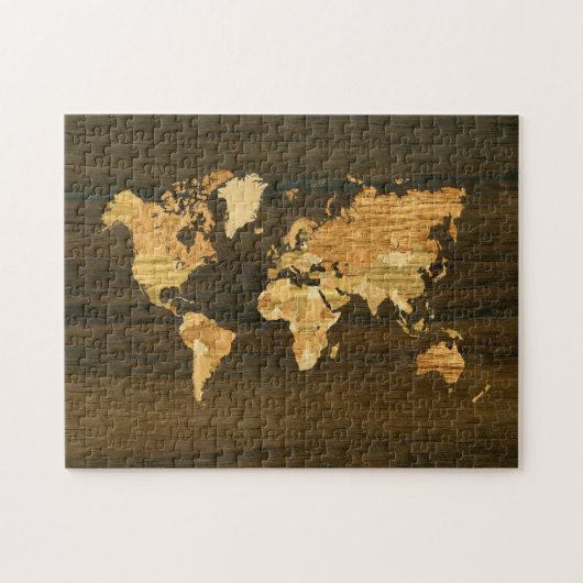 木造世界地図 ジグソーパズル (横)