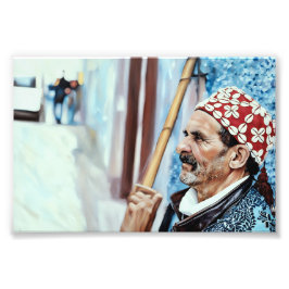 木造伝統的装の運老人 フォトプリント           