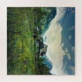 木造住宅、山の自然の風景。 ジグソーパズル (横)