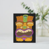 木造天気像(口を開けて黒おもしろい) ポストカード (スタンド正面)